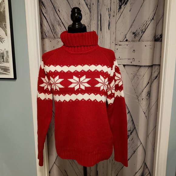 Motherhood Maternity Sweaters - Cute Snowflake Turtleneck Maternity Sweater XL